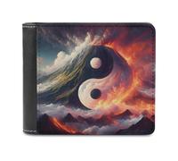 sinyumoney Yin-Yang Mountain Eruption 3D Print PU Leather Wallet Use Holds Bills Banknote Compartments Soft Convenient Purse for Boys Girls 11.7cm*9.5cm