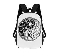 sinyumoney Yin Yang Paisley Design 3D Printed Kids Backpacks Boys Fashion School Bag Travel Backpacks School Bags for Boys Elementary School Students 17inch