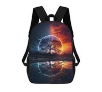 sinyumoney Yin-Yang Planet Reflection -1 Kids School Backpack 3D Printed Backpacks Fashion School Bag Rucksacks for Boys Elementary And Middle School Students 17inch
