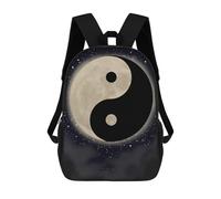 sinyumoney Yin Yang Shape Moon Backpacks Kids School Backpack School Bag 3D Printed School Bag for Boys Elementary And Middle School Students 17inch