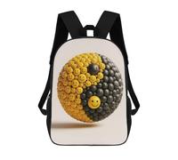 sinyumoney Yin Yang Smiley Face Sphere Backpacks Kids Student Schoolbag 3D Printed Backpacks Elementary And Middle School Students Backpacks for Boys Girls 17inch