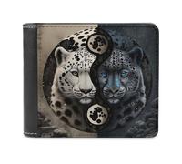 sinyumoney Yin-Yang Snow Leopards -1 3D Print Clutch Purse Use Holds Bills RFID Blocking Banknote Compartments Durable Leather Men's Wallet 11.7cm*9.5cm