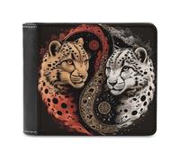 sinyumoney Yin-Yang Snow Leopards 3D Print PU Leather Wallet Multiple Slots Banknote Compartments Stylish Durable Men's Wallets Gifts 11.7cm*9.5cm
