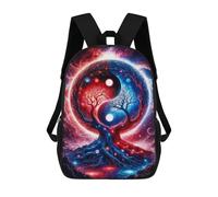 sinyumoney Yin Yang Space Landscape in Red And Blue Kids Backpack Fashion Fun Backpack Book Bag for Boys And Teenager 3D Printed School Bags for Boys 17inch