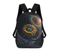 sinyumoney Yin-Yang Sunflower Galaxy Kids School Backpack School Bag 3D Printed School Bag for Boys Elementary And Middle School Students 17inch