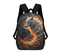 sinyumoney Yin Yang Two Wolves in Fiery Circle Rucksack Water Resistant Travel Backpack Computer Bag for School/Work/Travel 17inch