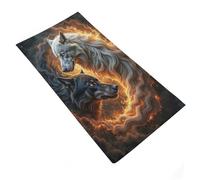 sinyumoney Yin Yang Two Wolves in Fiery Circle Towels Large Soft Big Microfiber Towel Gentle for Sensitive Skin 35x73cm
