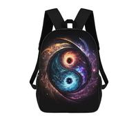 sinyumoney Yin Yang Universe V1 School Backpack Rucksack Casual Daypacks School Work Travel Bag for Men, Women & Teenage Boys 17inch