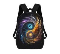 sinyumoney Yin Yang Universe V2 Children's Backpack, 3D Printed School Backpack, Backpack for Boys Girls, Adjustable School Bag for Primary School 17inch