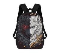 sinyumoney Yin Yang Wolf Art Print Backpack School Bag Work Laptop Backpack Rucksack Bag for Boys/Girls/Teenagers 17inch