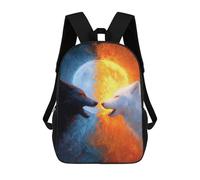 sinyumoney Yin Yang Wolves Art Print Backpack School Bag Lightweight Airport College Students Back Pack for School/Work/Travel 17inch