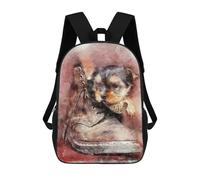 sinyumoney Yorkie Boots Watercolor Backpack School Daypacks Business Backpack Water Resistant Bookbag for Men, Women & Teenage Boys 17inch