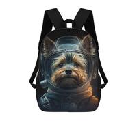 sinyumoney Yorkie Dog Astronaut Backpack School Daypacks Business Backpack Water Resistant Bookbag for Girls Boys Teenage 17inch