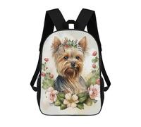 sinyumoney Yorkshire Terrier Floral Backpack School Daypacks Business Backpack Water Resistant Bookbag for Girls Boys Teenage 17inch