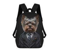 sinyumoney Yorkshire Terrier Men Suit Backpack Cartoon Plush Bag, 3D Backpack for Kids School Bag Birthday Gift Idea for Boys And Girls 17inch