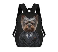 sinyumoney Yorkshire Terrier Men Suit Backpacks Children's Backpacks School Bag 3D Printed Children's School Backpack Fashion Travel Backpacks for Kids Elementary Middle School 17inch