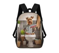 sinyumoney Yorkshire Terrier Toilet School Bag Backpack Teen Schoolbag 3D Printing Adjustable Schoolbag Fashion Pocket Bag for Kids Boys Girls Students And Teenagers Fans 17inch