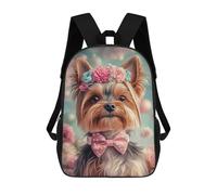 sinyumoney Yorkshire Terrier with Flower Crown Rucksack Secondary Causal Travel High School Bags for Boys/Girls/Teenagers 17inch