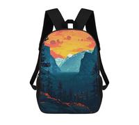 sinyumoney Yosemite Evening Pixel Art Backpacks Kids Student Schoolbag 3D Printed Backpacks Elementary And Middle School Students Backpacks for Boys Girls 17inch