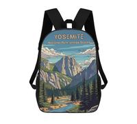 sinyumoney Yosemite National Park Illustration Backpack School Bag Large School Backpack for Boys - Perfect for Travel, Work And Daily Use 17inch