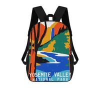 sinyumoney Yosemite Valley Poster Children's Backpack, 17 Inch 3D Printed School Backpack, Backpack Cartoon Adjustable School Bag for Primary School