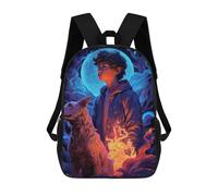 sinyumoney Young Boy with Mystical Dog School Backpack 3D Printed School Bags Boys Girls Laptop Backpack for Kids/Students/Adults 17inch