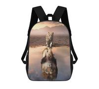 sinyumoney Young Lion Reflection in Water Backpack School Bag High Secondary School Bags Casual Backpack for Campus Outdoor Travel Sports 17inch