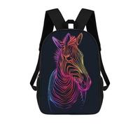sinyumoney Zebra Animal Neon Backpacks Kids School Backpack School Bag 3D Printed School Bag for Boys Elementary And Middle School Students 17inch