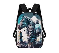 sinyumoney Zebra Astronaut Cosmic Stripes in Space Suit 3D Printed Children's School Backpack for Kids Travel Rucksacks Book Bags Kids School Bag 17inch