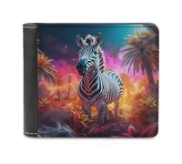 sinyumoney Zebra in A Tropical Paradise 3D Print PU Men's Leather Wallet Use Holds Bills Leather RFID Slim Elegant Wallets 11.7cm*9.5cm