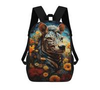 sinyumoney Zebra in Flowers Artistic Wildlife School Bags Rucksack Casual Daypacks School Work Travel Bag for Teenage Girls Boys Women Men 17inch