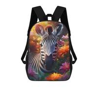 sinyumoney Zebra in Flowers Children's 17 Inch School Backpack 3D Printed Casual Daypacks for Kids Travel Rucksacks Book Bags Kids School Bag