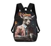 sinyumoney Zebra in Suit Sipping Coffee Backpack School Water Resistant Travel Backpack Computer Bag - Perfect for Travel, Work And Daily Use 17inch
