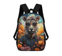 sinyumoney Zebra in Sunglasses Floral Background School Backpack Large School Backpack for Boys for Campus Outdoor Travel Sports 17inch