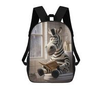 sinyumoney Zebra Reading on Toilet Backpack School Lightweight Schoolbag Dayback Bookbag College for Girl, Teen Girls 17inch