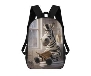 sinyumoney Zebra Reading on Toilet Backpack School Lightweight Schoolbag Dayback Bookbag College for Girl, Teen Girls 17inch