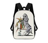 sinyumoney Zebra Using The Toilet 17 Inch School Bag Backpack Teen Schoolbag 3D Printing Adjustable Schoolbag Fashion Pocket Bag for Kids Boys Girls Students