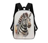 sinyumoney Zebra Watercolor Kids Backpack Fashion Fun Backpack Book Bag for Boys And Teenager 3D Printed School Bags for Boys 17inch