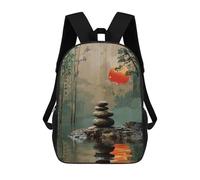 sinyumoney Zen Garden Sunset 3D Printed Kids School Bag Rucksacks Children's School Fashion Casual Back Pack High Capacity Travel Book Bags Backpack for Kids 17inch