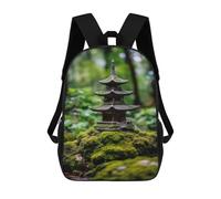 sinyumoney Zen Japanese Pagoda Temple Ronaldo Backpack, Children's Backpack, Student School Bag, Book Bag, 3D Printed School Bag For Boys And Girls, 17inch