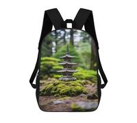 sinyumoney Zen Japanese Temple Pagoda Backpack School Bag Lightweight Airport College Students Back Pack for Men, Women & Teenage Boys 17inch