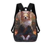 sinyumoney Zen Meditating Corgi Dog Kids Backpacks,3D Personalized School Bookbags for Boys Girls Large Schoolbags Casual Daypack 17inch