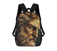 sinyumoney Zeus God Mosaic Backpacks, Kids Backpack Student School Bag 3D Printed Travel Backpacks Fashion Accessory Backpack Children Waterproof School Bags 17inch