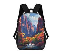 sinyumoney Zion National Park Landscape Art Children's Backpacks School Backpack 3D Printed Backpack for Kids Travel Rucksacks Book Bags Kids School Bag 17inch
