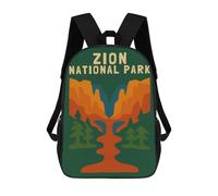 sinyumoney Zion National Park Poster Children's Backpack, 17 Inch 3D Printed School Backpack, Backpack Cartoon Adjustable School Bag for Primary School