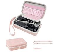 Sinyutia Travel Case for DJI Osmo Pocket 4P/4/3/Luna Ultra Accessories Pink | Hard Leather Shell with DIY Magic Dividers, with Shoulder & Wrist Strap, for Insta360/Gopro/DJI Action Camera, for Daily Use