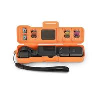 Sinyutia Travel Waterproof Case for Dji Osmo Pocket 3 Creator Combo Accessories, with 3 Magnetic Cpl/Nd Filter Storage Slots and 2 Storage Card Slots, with Wrist Strap (Orange)