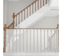 Sinyuyong Extra Wide Adjustable Stair Safety Barrier Net - Secure Rope & Tie Fencing for Pets, Babies & Toy Blocking(White,150-90CM)