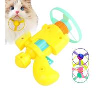Sinyuyong Flying Disc Cat Launcher Toy - 1 Light-Up Frisbee & 3 Colorful Propellers, Automatic Cat Fetch Toy for Active Play(Yellow)
