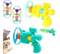 Sinyuyong Flying Disc Cat Launcher Toy - 1 Light-Up Frisbee & 3 Colorful Propellers, Automatic Cat Fetch Toy for Active Play(Green+Yellow)
